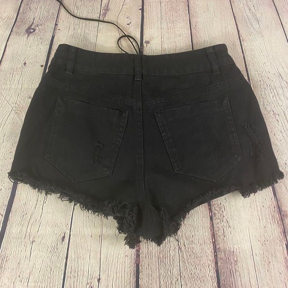 Ecru Lab Lace Up Ranger Black Distressed Shorts - Picture 5 of 8